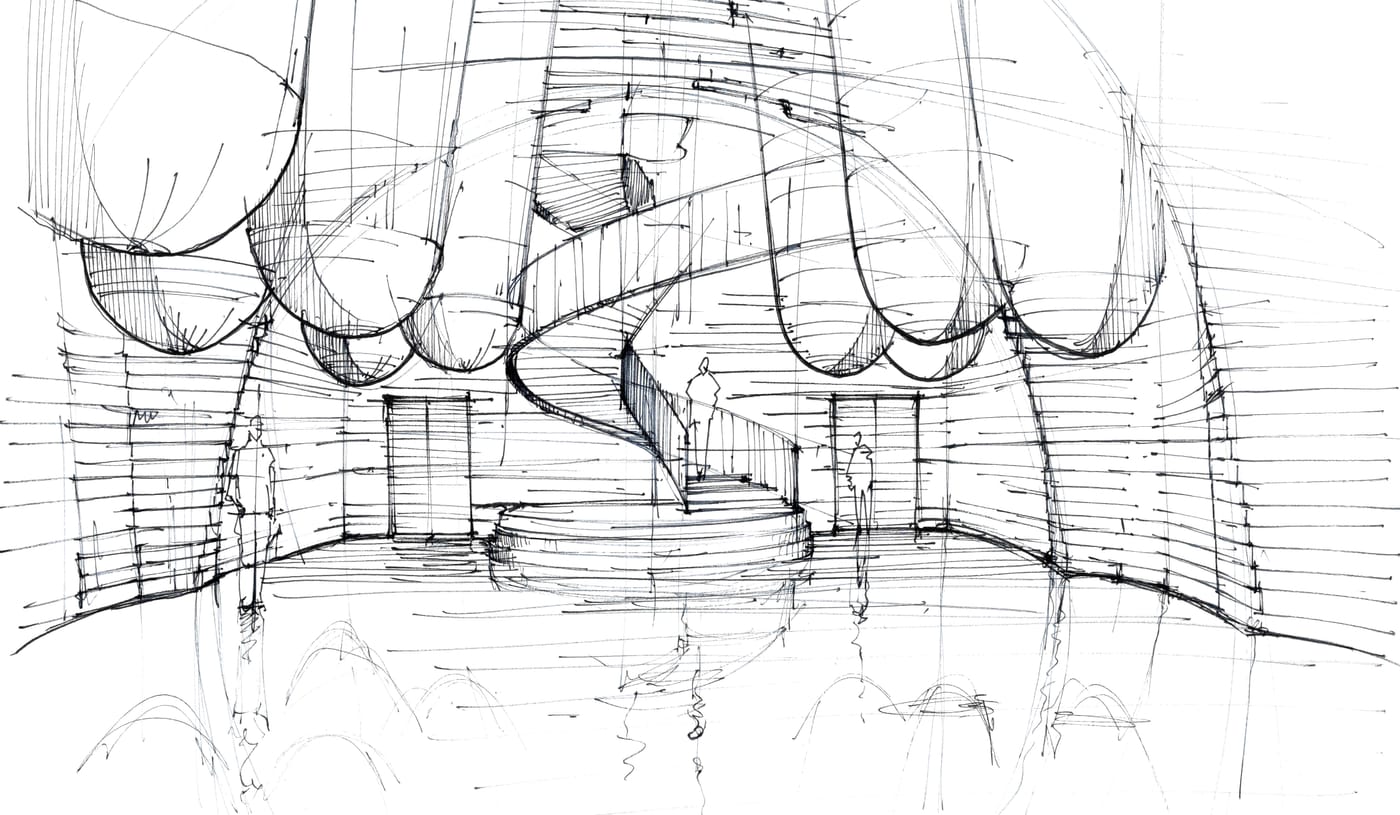Croquis du cuvier du Château Angélus