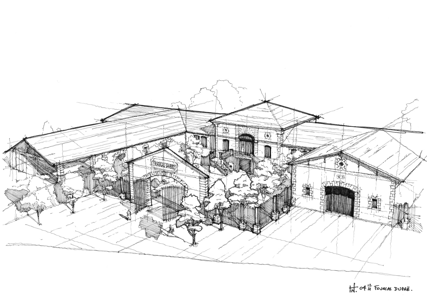 Croquis du parvis du Château Fourcas Dupré, vu du ciel