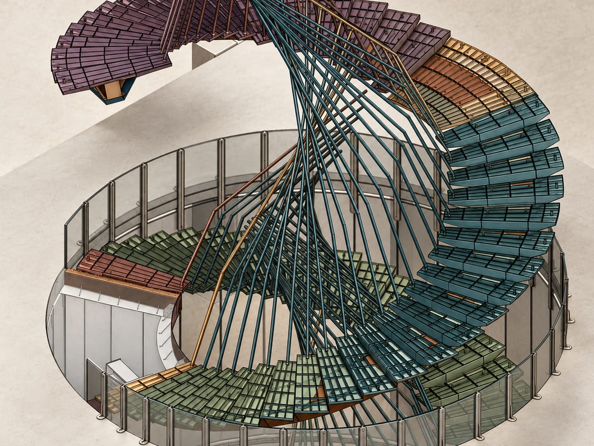 Maquette 3D de la structure d'un escalier hélicoïdal