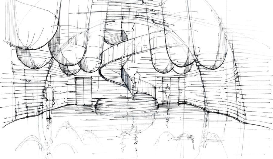 Croquis du cuvier du Château Angélus