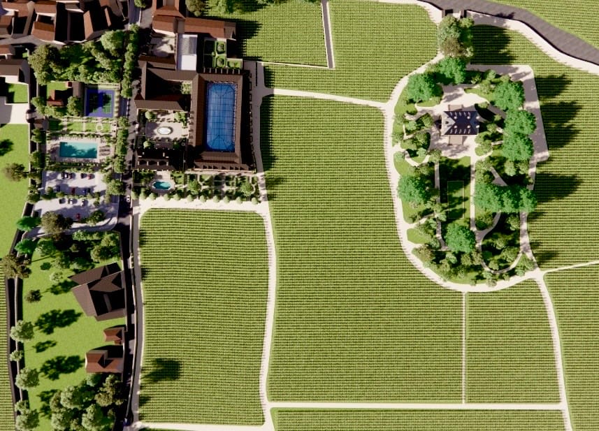 Plan aérien du domaine et de ses jardins